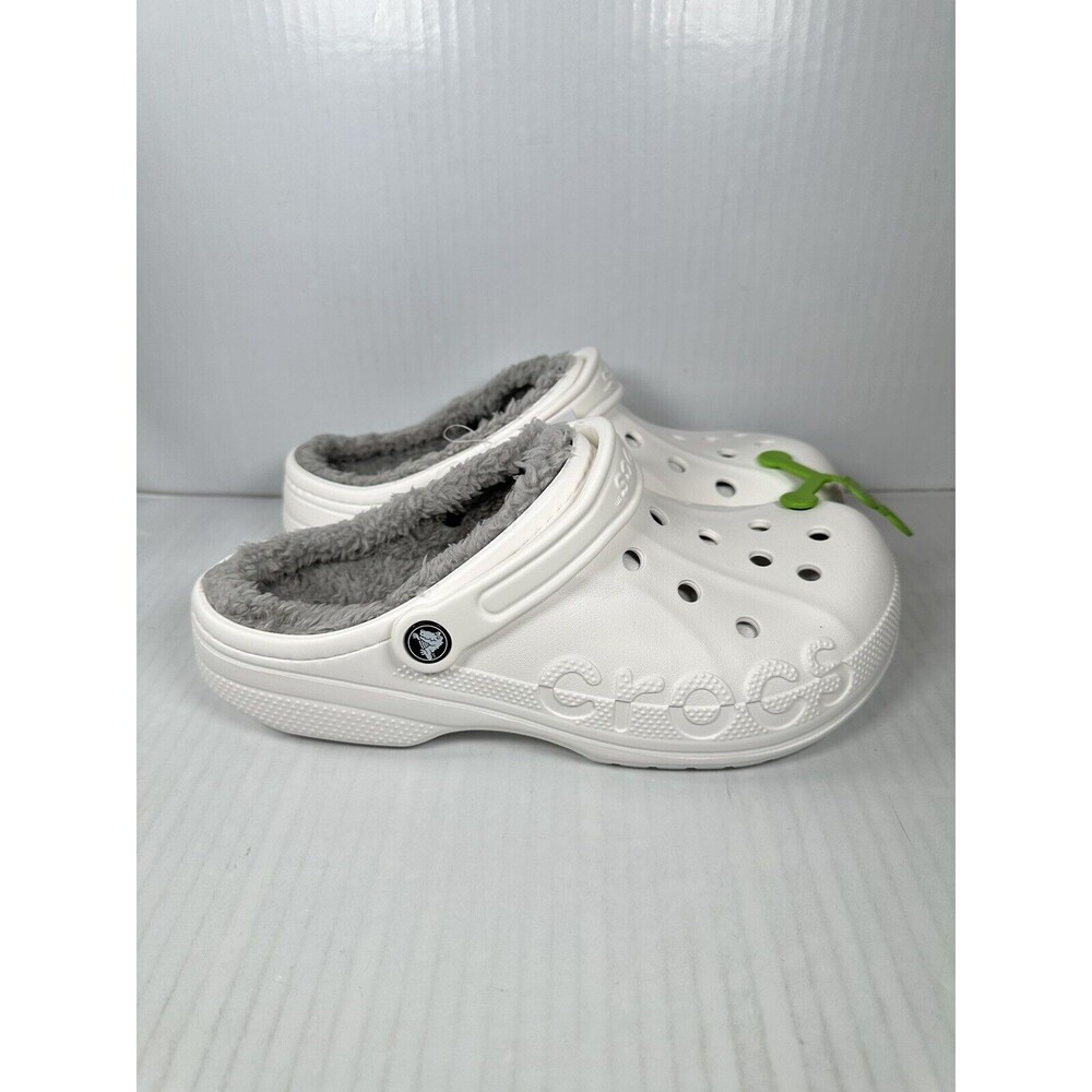 Size M9/W11 Crocs Baya Lined Clog Slip On White/Grey 205969-11H NEW